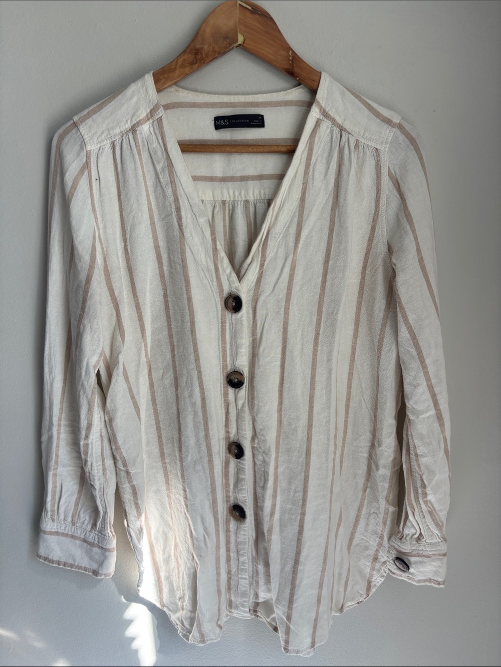 Women’s Linen Blend Striped Tunic Blouse Sz 10